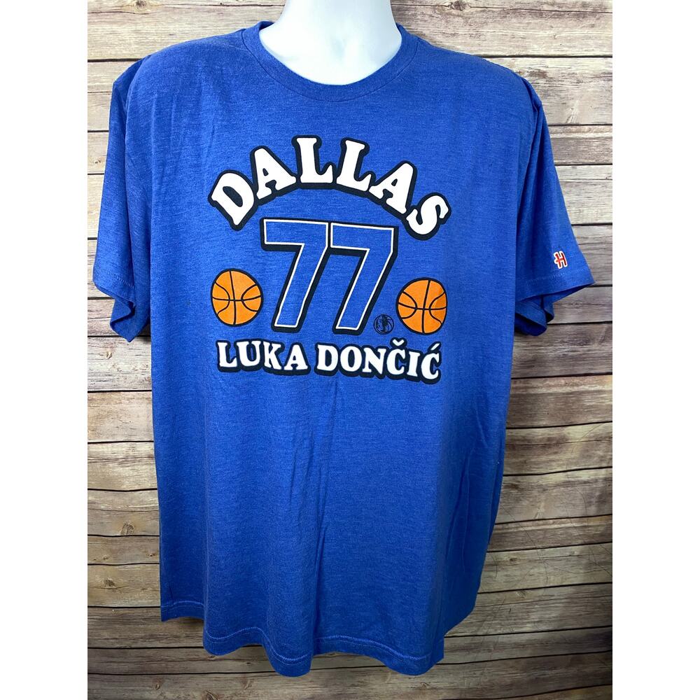 Homage Luka Doncic #77 NBA Dallas Mavericks T-Shirt Blue Men's Size 2XL